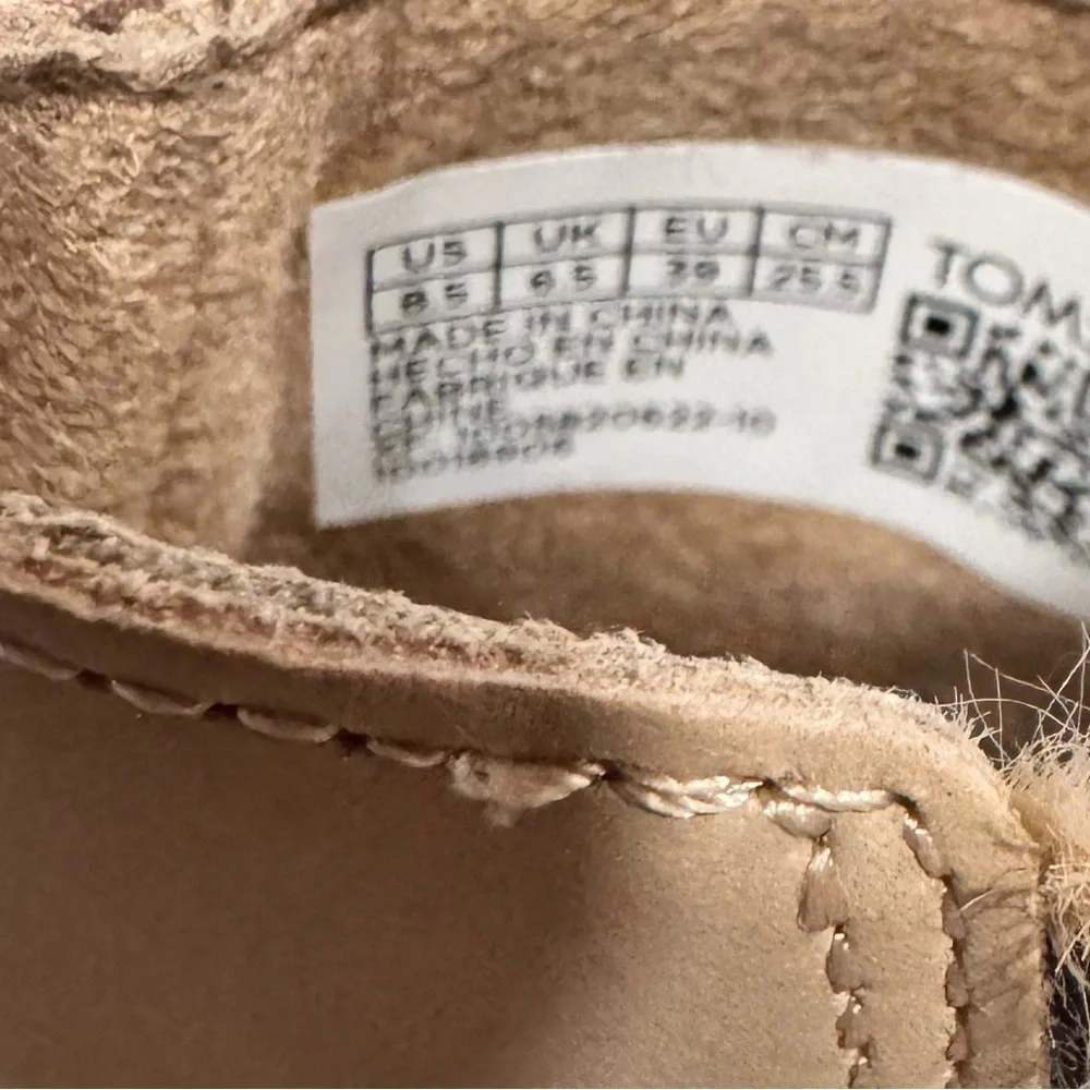Toms Women Everly Plaid Cutout Block Heel Booties Size 8.5 In Color Sand
